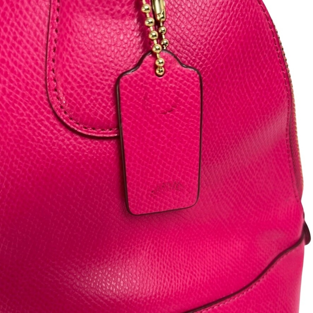 Coach Pink Crossgrain Leather Dome Satchel‎ Double Zip Purse - Picture 4 of 11